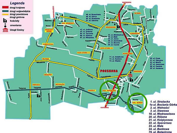 GMINA POCZESNA - MAPKA