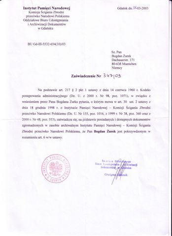 ZAWAIADCZENIE IPN - BOGDAN UREK